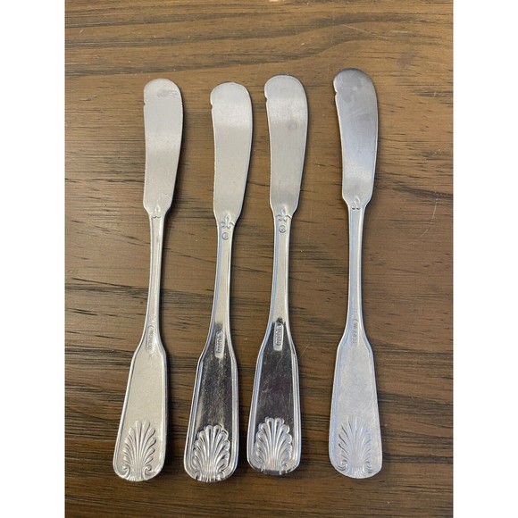 4 Butter Knives Spreader Next Day Gourmet Heavy Shell Japan Stainless 6 1/8" - Picture 2 of 6